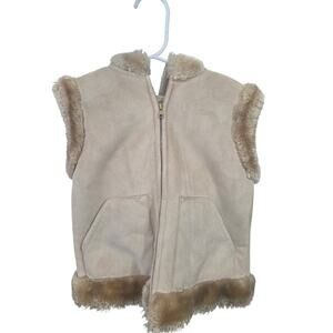 Beige Fur Lined Hooded Vest - Nicholas & Bears - 4T